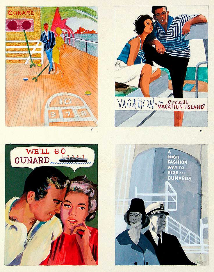 Original vintage Advertising Art Cunard Lines vacation