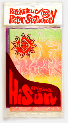 Psychedelic Poster Stationery says 'Let the lines of art flow and vibrate in your mind.' Oooo, trippy, man. 'Original HiSun,' San Francisco, California, c.1970. From 'Collecting Pop Culture' at the web's largest private collection of antiques & collectibles: https://www.ericwrobbel.com/collections/culture.htm