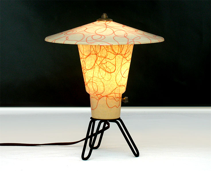 Vintage collectible retro lamp with squiggles! Fiberglass. Vintage antique retro collectibles for the home at 'More Pushy Furniture' at the web's largest private collection of antiques & collectibles: https://www.ericwrobbel.com/collections/furniture-2.htm