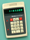 Bohn Omnitrex, a 'pocket- size' beast of a calculator from 1973. Few today can imagine the mundane calculator causing any sort of a buying frenzy. But in the early 1970s when the pocket calculator was new, they were all the rage. From 'Pocket Calculators' at the web's largest private collection of antiques & collectibles: https://www.ericwrobbel.com/collections