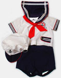 This adorable vintage little sailor suit is tagged Petit Jouet and was made in France. From 'Vintage Clothes' at the web's largest private collection of antiques & collectibles: https://www.ericwrobbel.com/collections