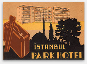 Istanbul Park Hotel luggage label from 'Luggage Labels & Airlines' at the web's largest private collection of antiques & collectibles: https://www.ericwrobbel.com/collections/labels.htm