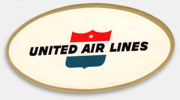 United Air Lines set itself apart from the rest by foregoing the wing motif on its airline luggage label. From 'Luggage Labels & Airlines' at the web's largest private collection of antiques & collectibles: https://www.ericwrobbel.com/collections/labels.htm