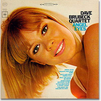 Record collecting, album covers: This Dave Brubeck 'Angel Eyes' cover is a joy to behold, a stunning piece of work and I'm not just talking about the model. If an album cover is supposed to grab your attention--and it is--surely this is a gem. Dave Brubeck Quartet / Angel Eyes, Columbia CS 9148, photo by Jerome Ducrot, model uncredited. From 'Records, Album Covers' at the web's largest private collection of antiques & collectibles: https://www.ericwrobbel.com/collections/records-1.htm